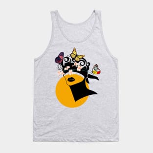 Abstract Woman with Butterflies and Flowers Tank Top